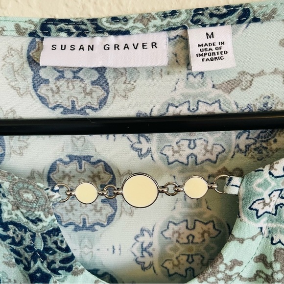 Susan Graver Women's Patterned mint green top size M spring feminine gma core - Picture 2 of 7